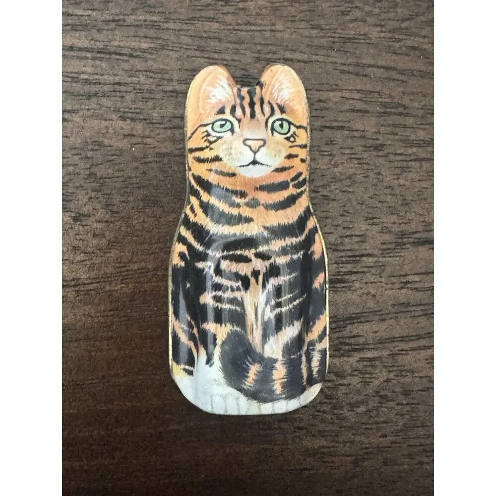 Vintage Hunkydory Design Dana Kubick Cat Tin Trinket Box Tinware Cat Lady 1986